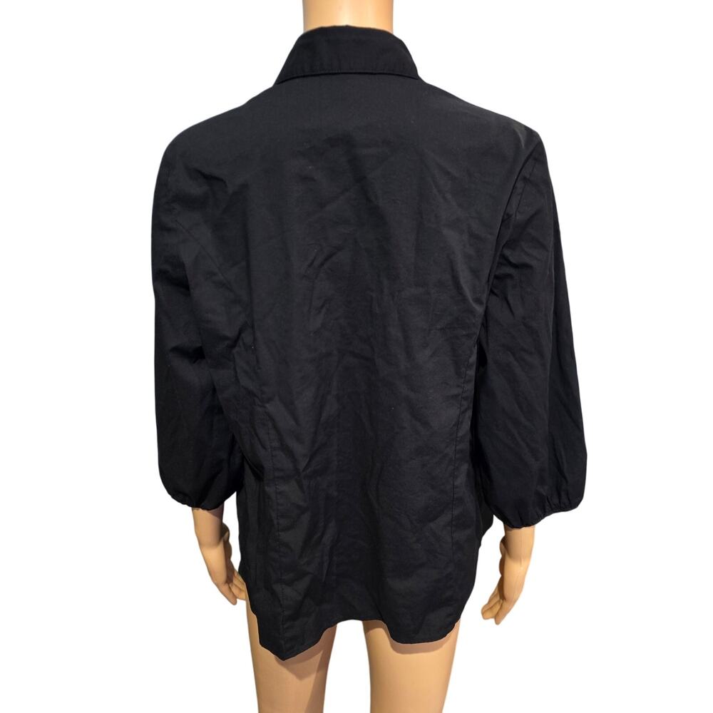 Essentials by A.B.S Black 3/4 Sleeve Button Up Top Large NWOT - Picture 4 of 5